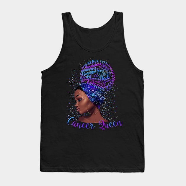 Cancer Girl Shirt Blacsk Queen Was Born in Cancer Birthday Gifts Tank Top by osami